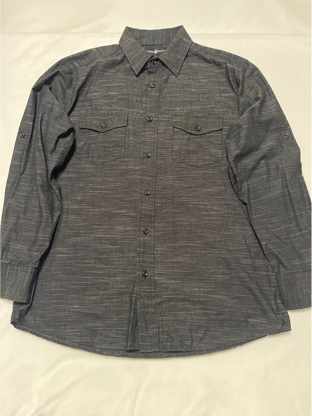 Beverly Hills Polo Club Men's Long Sleeve Button-Up Shirt Size L Gray